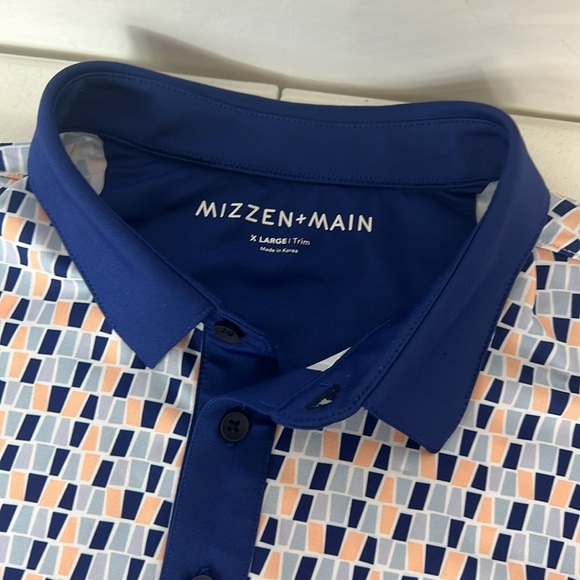 Mizzen+Main Sz XL Versa Polo Blue Tile Print EUC - Picture 4 of 11